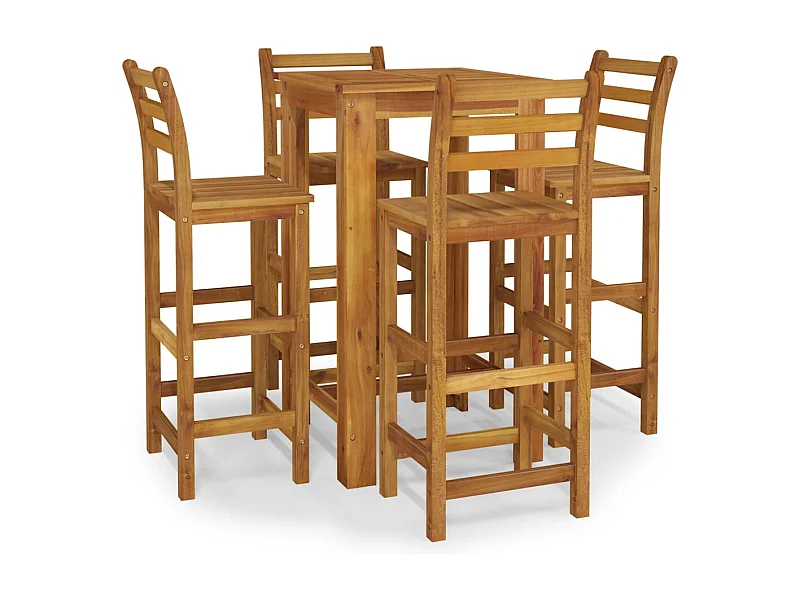 Ensemble de bar de jardin 5 pcs bois d'acacia solide