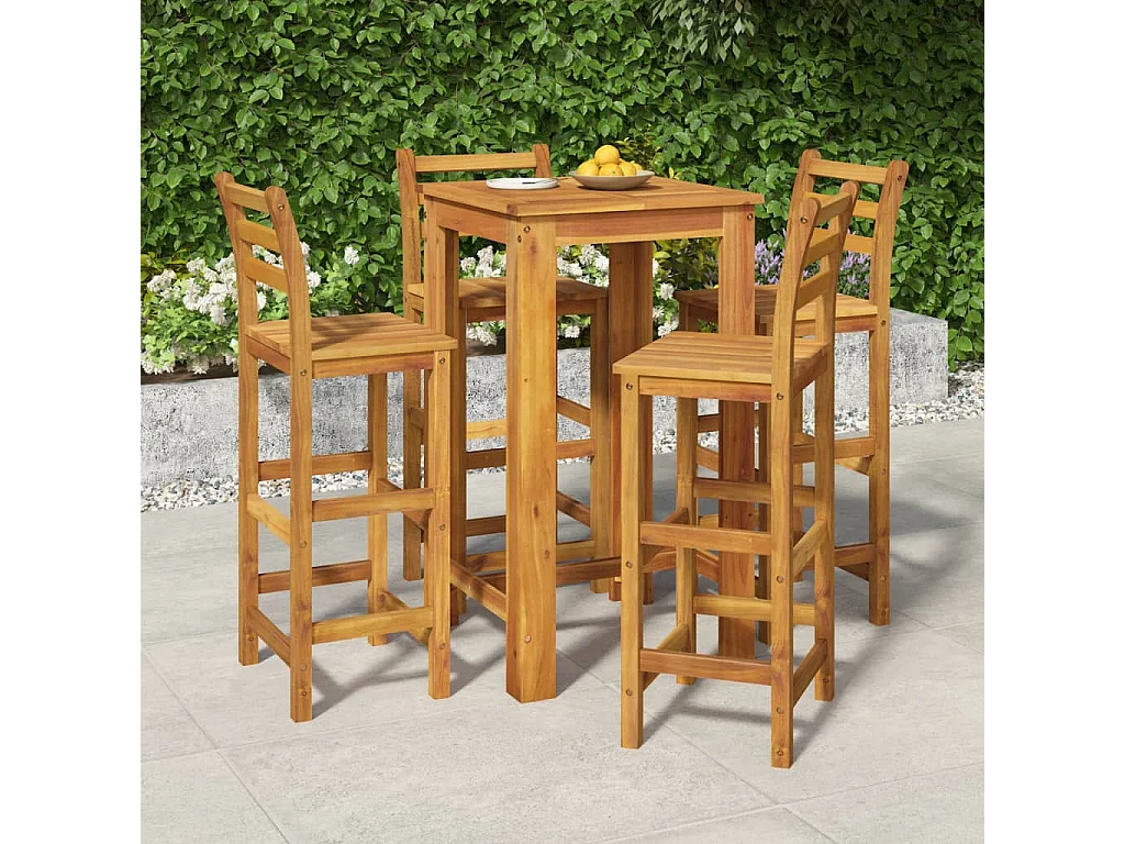 Ensemble de bar de jardin 5 pcs bois d'acacia solide