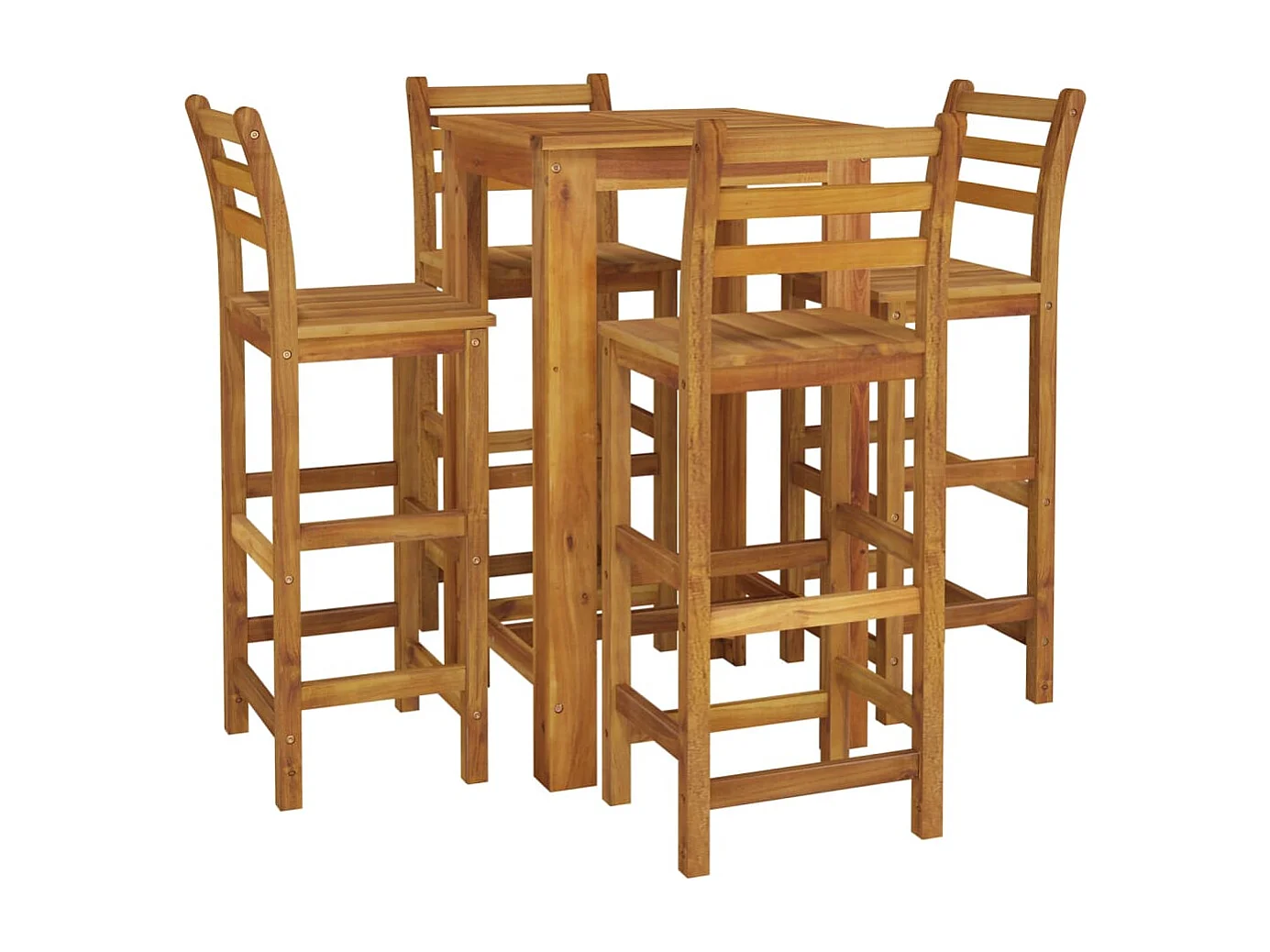 Ensemble de bar de jardin 5 pcs bois d'acacia solide