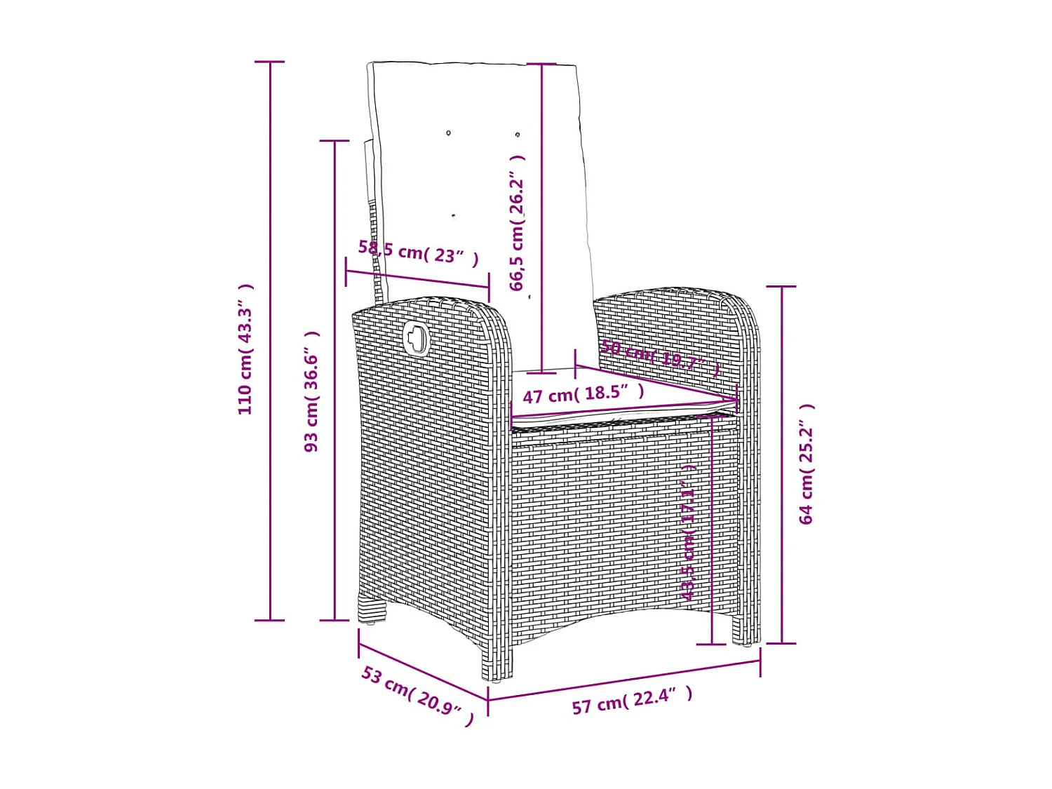Ensemble à manger de jardin et coussins 7 pcs gris clair rotin