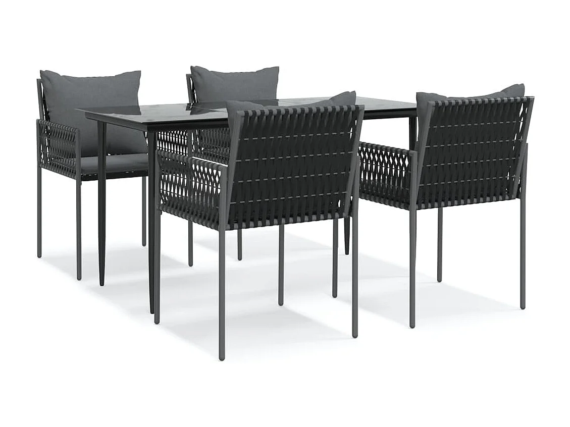 Ensemble à manger de jardin 5 pcs coussins résine tressée acier