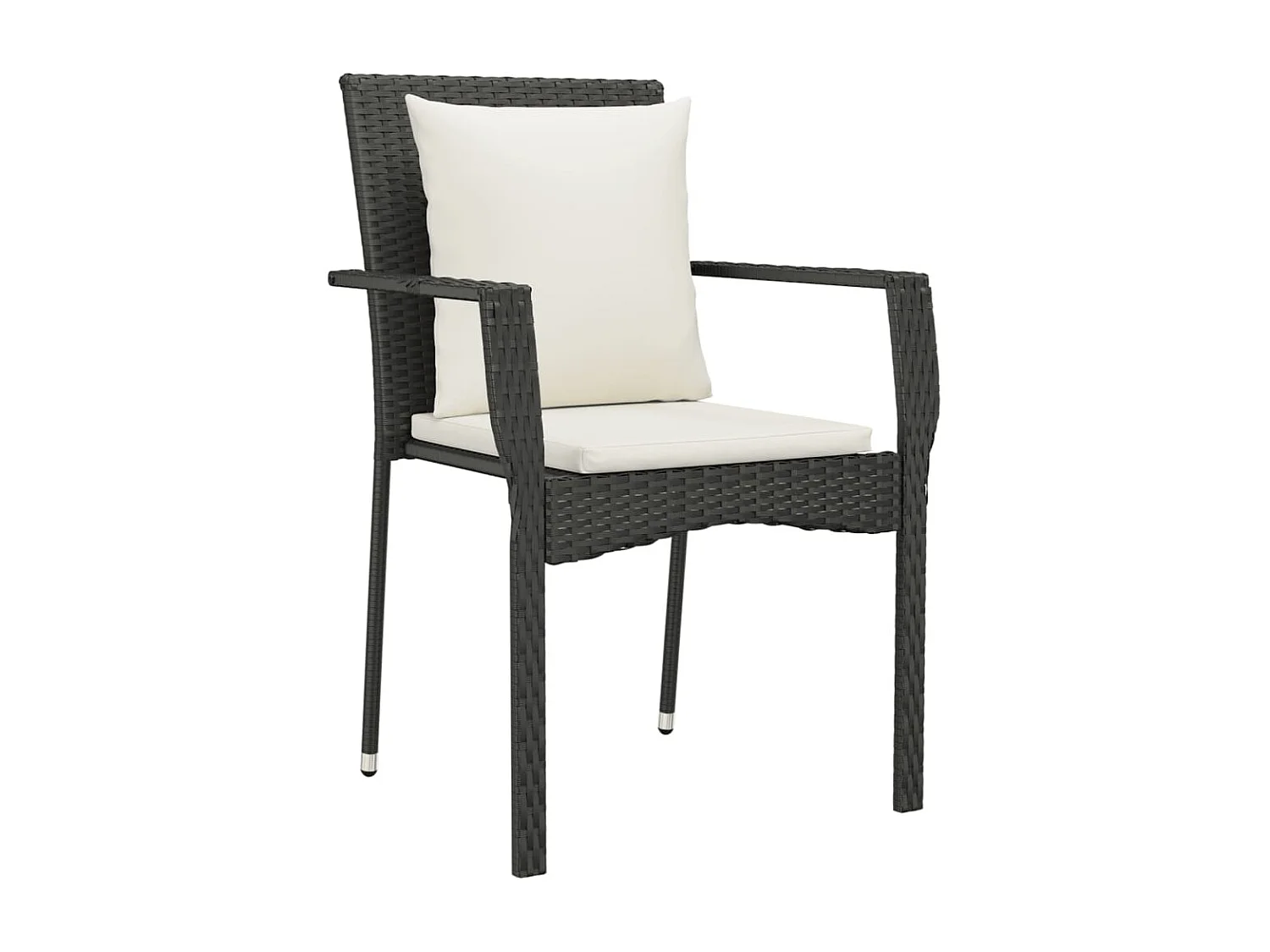 Ensemble à manger de jardin coussins 7pcs Noir Résine tressée