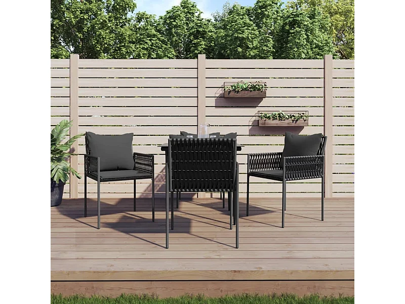 Ensemble à manger de jardin 5 pcs coussins résine tressée acier