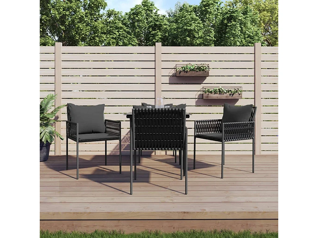 Ensemble à manger de jardin 5 pcs coussins résine tressée acier