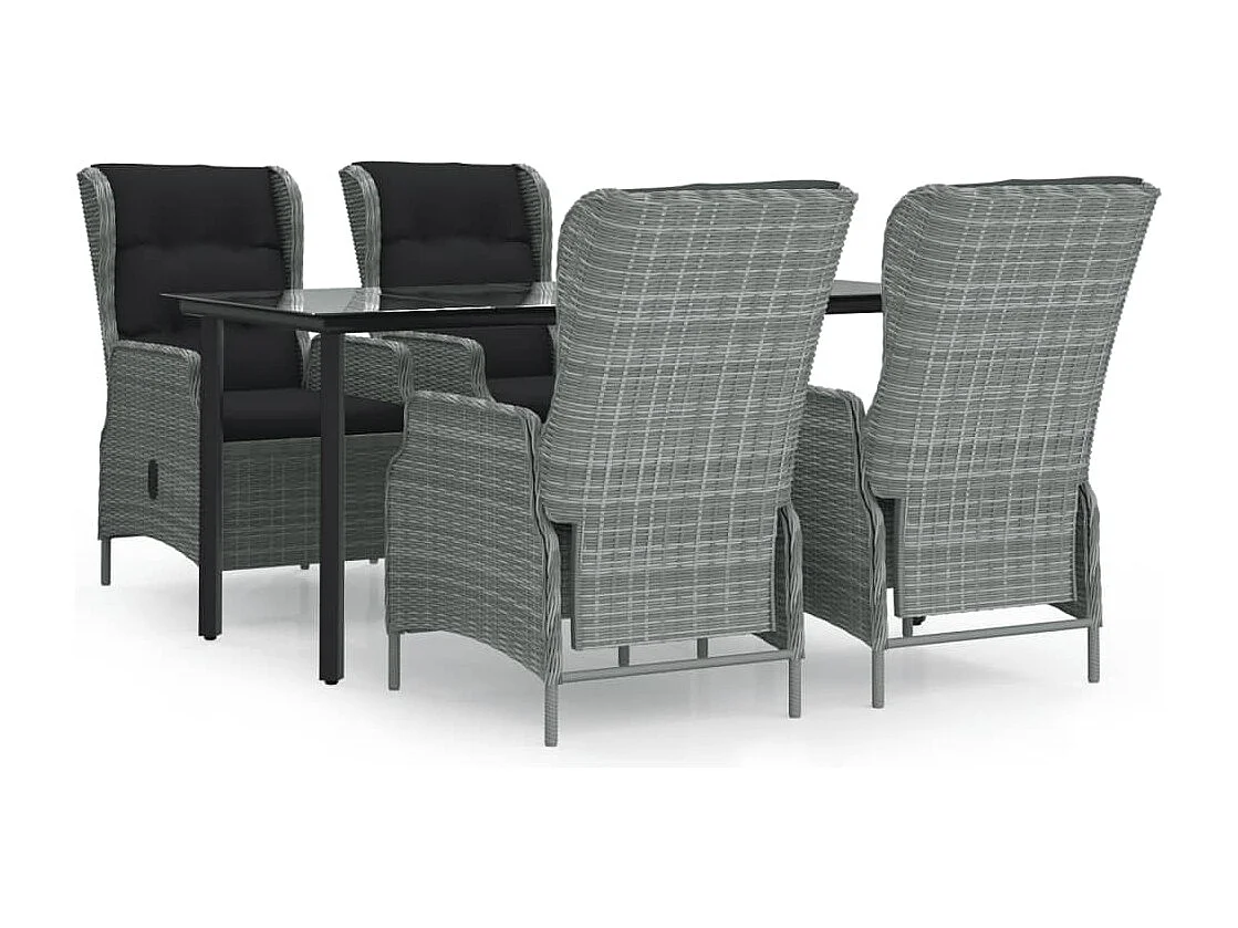 Ensemble à manger de jardin 5 pcs Gris clair Résine tressée