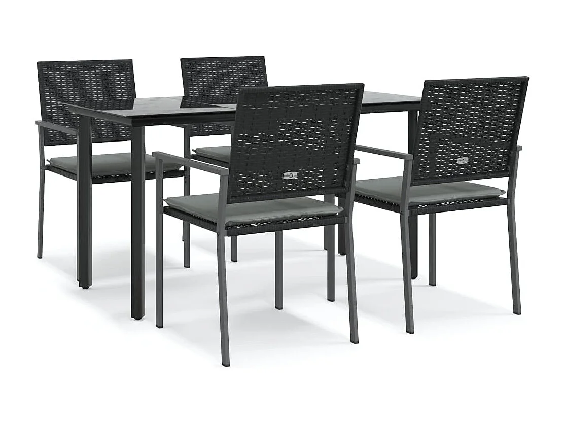 Ensemble à manger de jardin 5 pcs coussins résine tressée acier