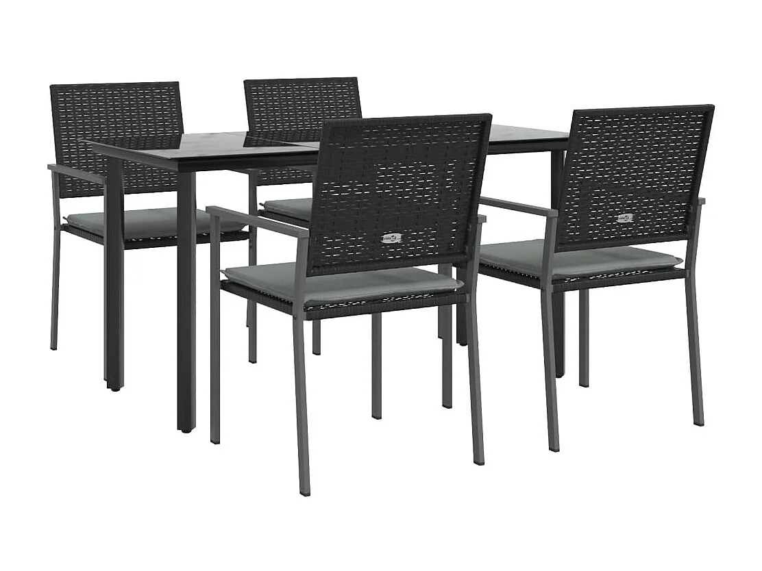 Ensemble à manger de jardin 5 pcs coussins résine tressée acier