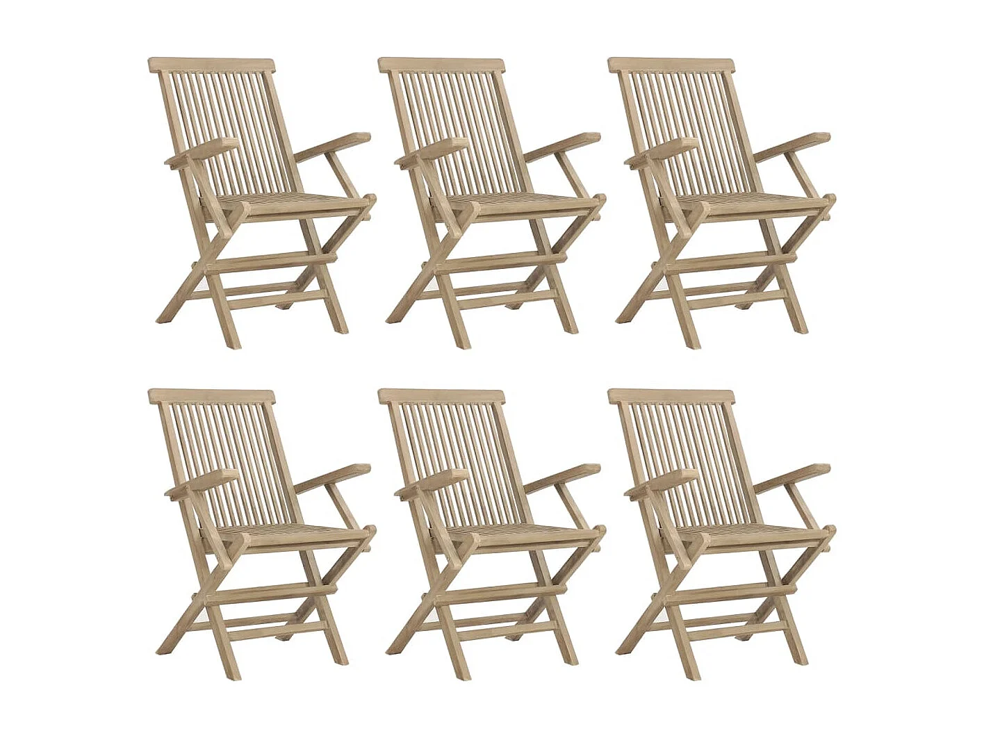 Salon de jardin 7 pcs gris bois de teck solide