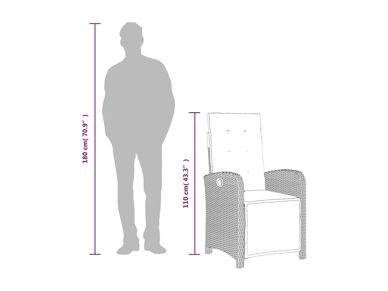 Ensemble à manger de jardin et coussins 7 pcs gris clair rotin