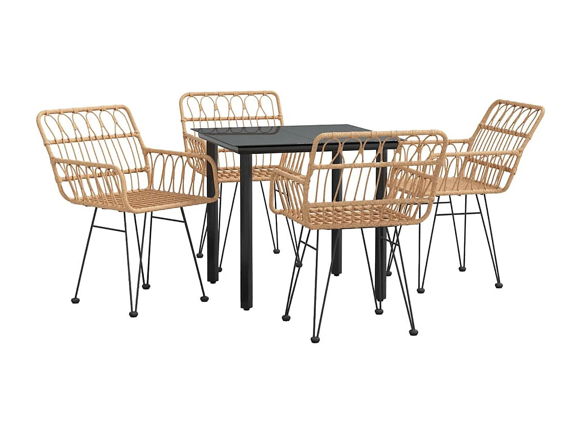 Ensemble à manger de jardin 5pcs Résine tressée