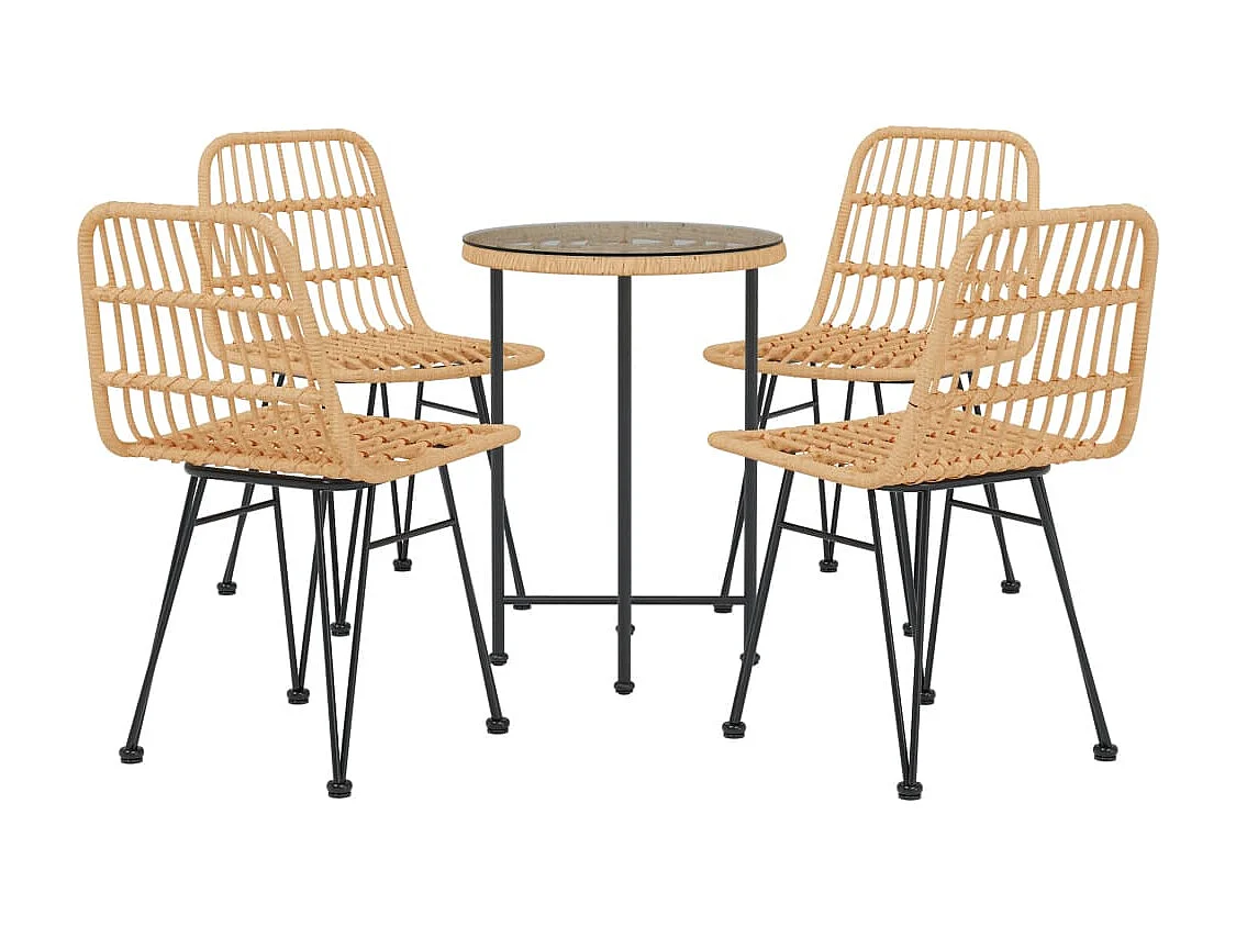 Ensemble à manger de jardin 5pcs Résine tressée