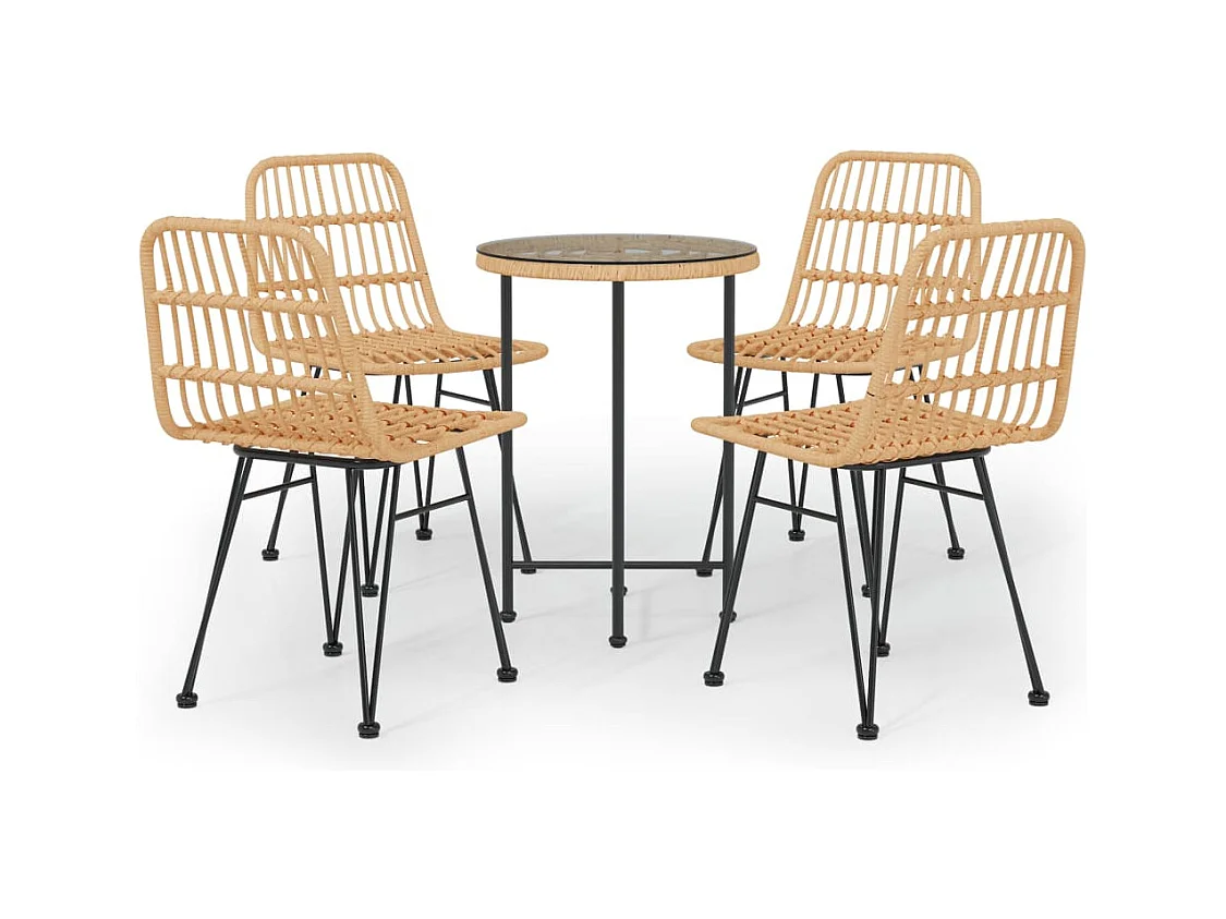Ensemble à manger de jardin 5pcs Résine tressée