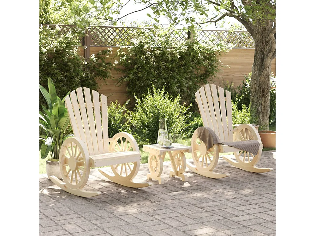 Salon de jardin 3 pcs bois de sapin massif
