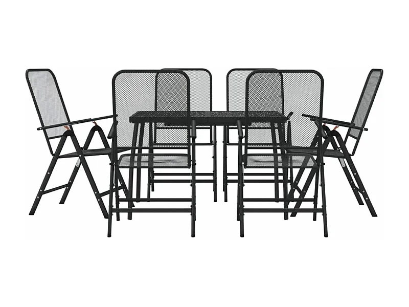 Ensemble à manger de jardin 7 pcs anthracite métal maille
