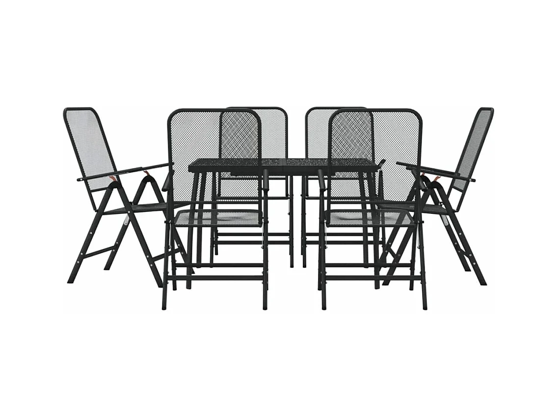Ensemble à manger de jardin 7 pcs anthracite métal maille