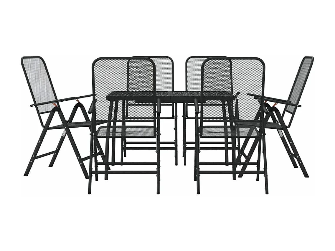 Ensemble à manger de jardin 7 pcs anthracite métal maille