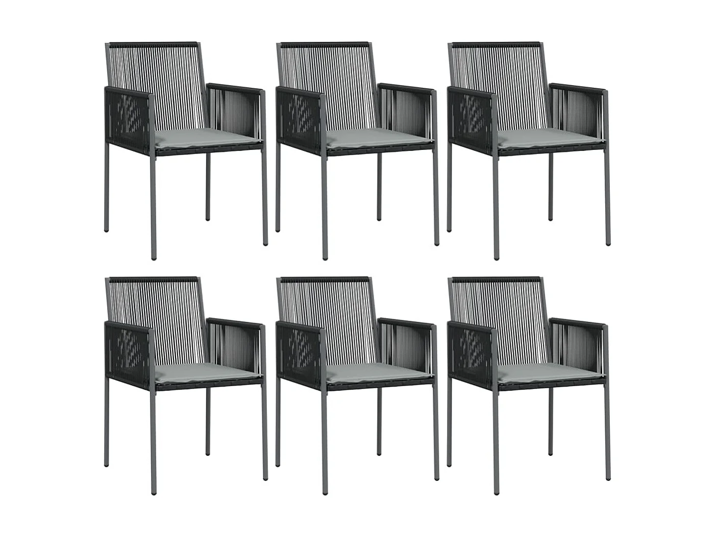 Ensemble à manger de jardin coussins 7 pcs noir rotin et acier