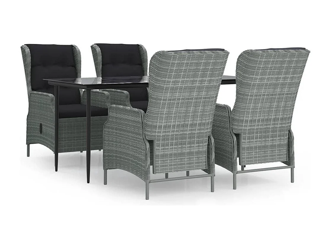 Ensemble à manger de jardin 5pcs Gris clair Résine tressée