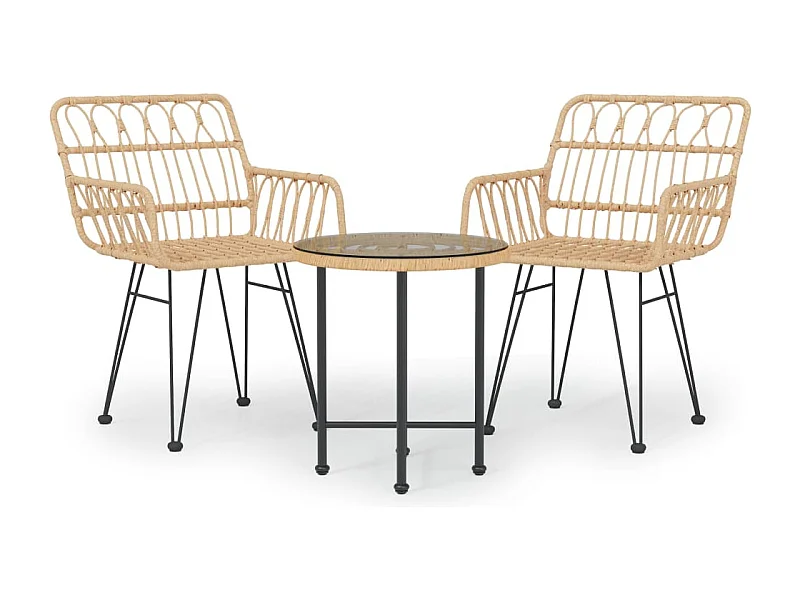 Ensemble à manger de jardin 3 pcs Résine tressée