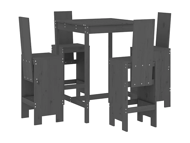 Ensemble de bar de jardin 5 pcs gris bois de pin massif