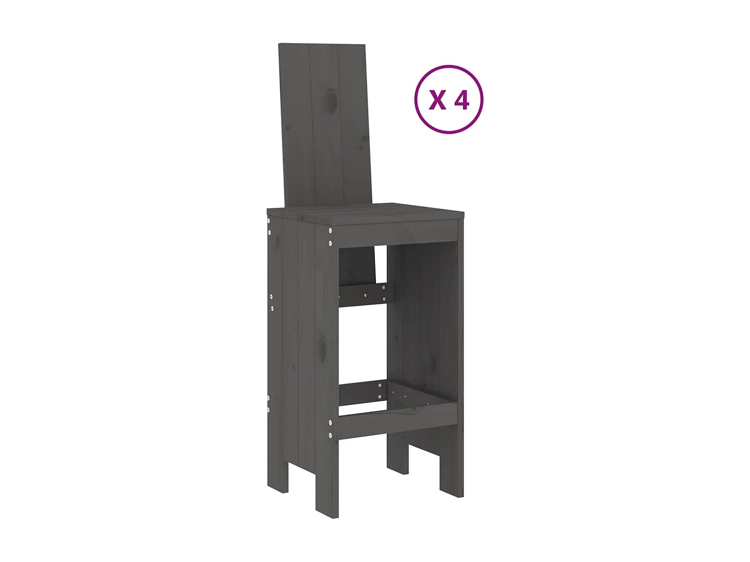 Ensemble de bar de jardin 5 pcs gris bois de pin massif