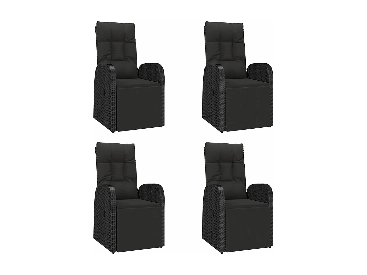 Ensemble à manger de jardin 5pcs Noir Poly rotin et acacia