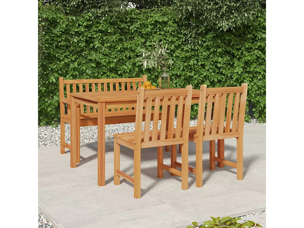 Ensemble à manger de jardin 4 pcs Bois de teck massif