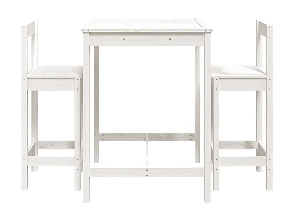 Ensemble de bar de jardin 3 pcs blanc bois de pin massif