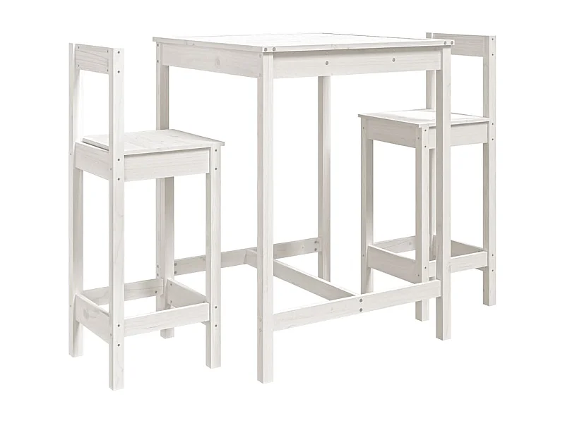 Ensemble de bar de jardin 3 pcs blanc bois de pin massif