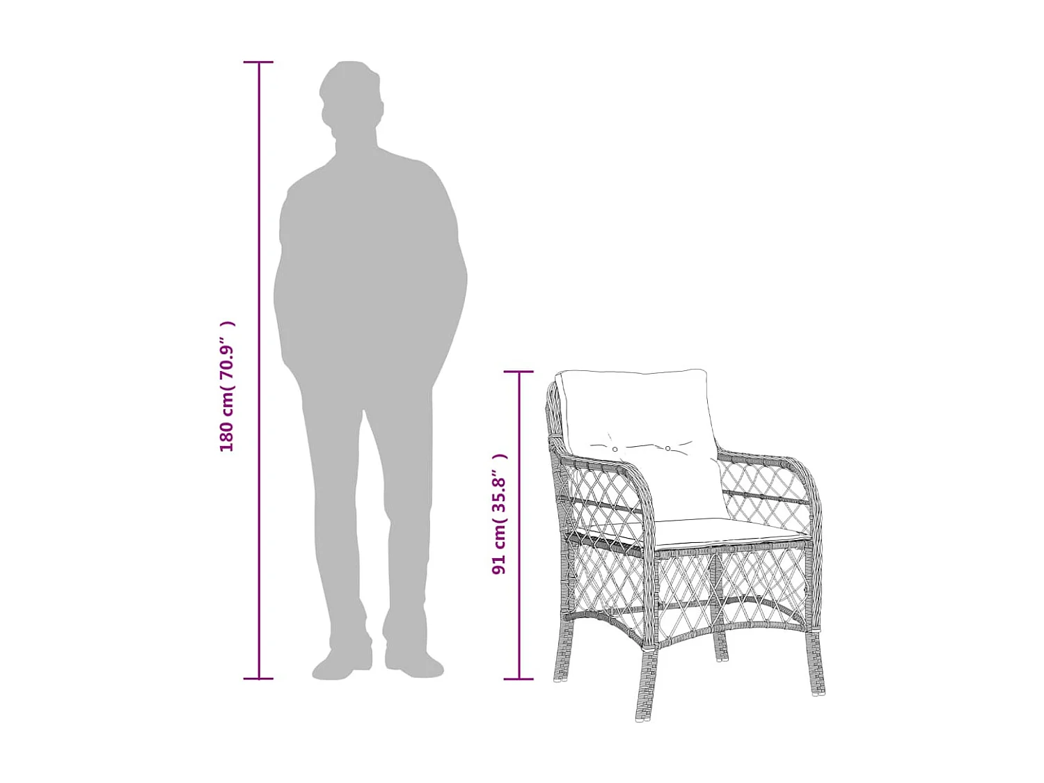 Ensemble de bistro 3 pcs avec coussins marron résine tressée