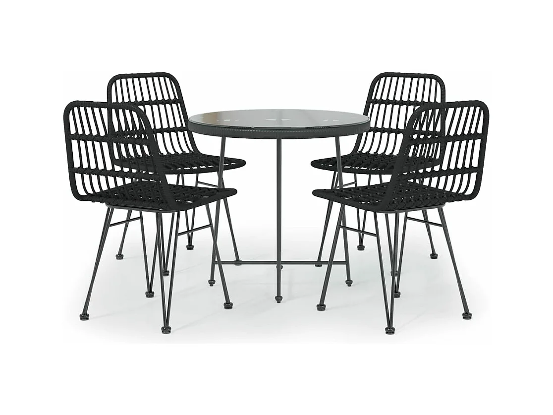 5-delige Tuinset poly rattan zwart