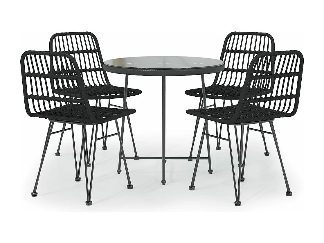 5-delige Tuinset poly rattan zwart