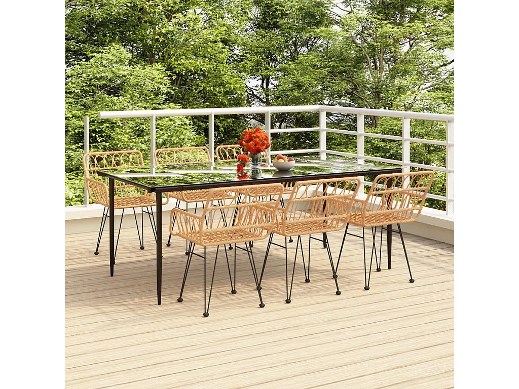 Ensemble à manger de jardin 7 pcs Résine tressée