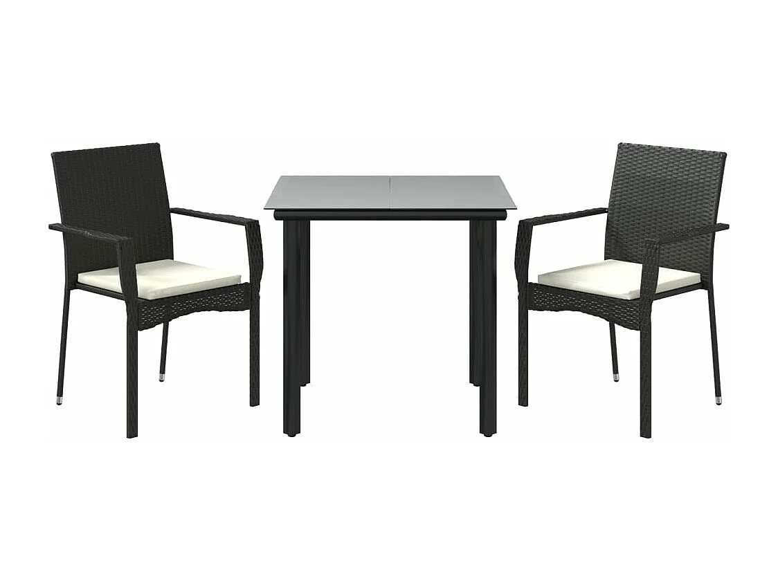 Ensemble à manger de jardin avec coussins 3 pcs Noir