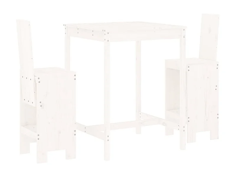 Ensemble de bar de jardin 3 pcs blanc bois de pin massif
