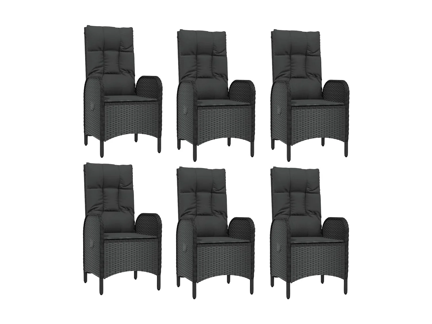 Ensemble à manger jardin et coussins 7 pcs Noir et gris Rotin