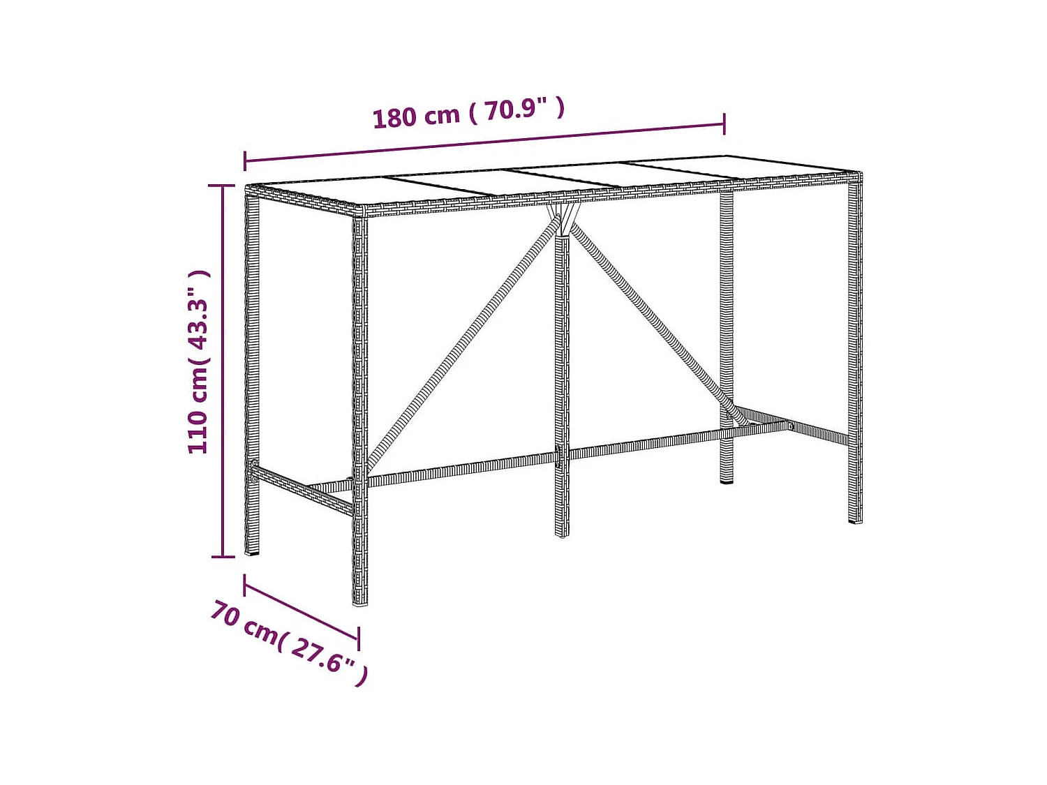 Ensemble de bar jardin 11pcs noir poly rotin-bois massif acacia