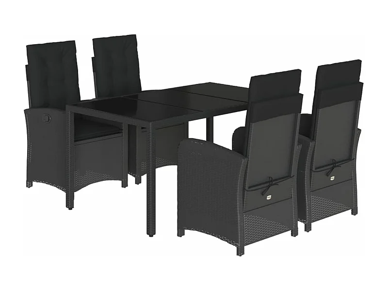 Ensemble à manger de jardin coussins 5pcs Noir Résine tressée