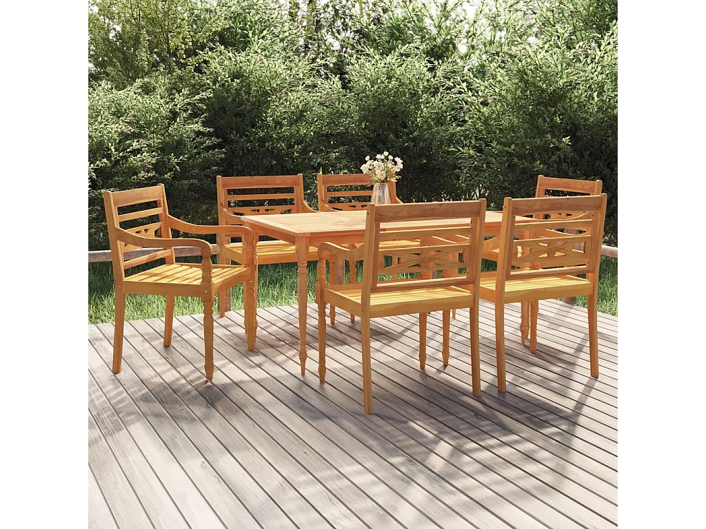 Ensemble à manger de jardin 7 pcs Bois de teck solide