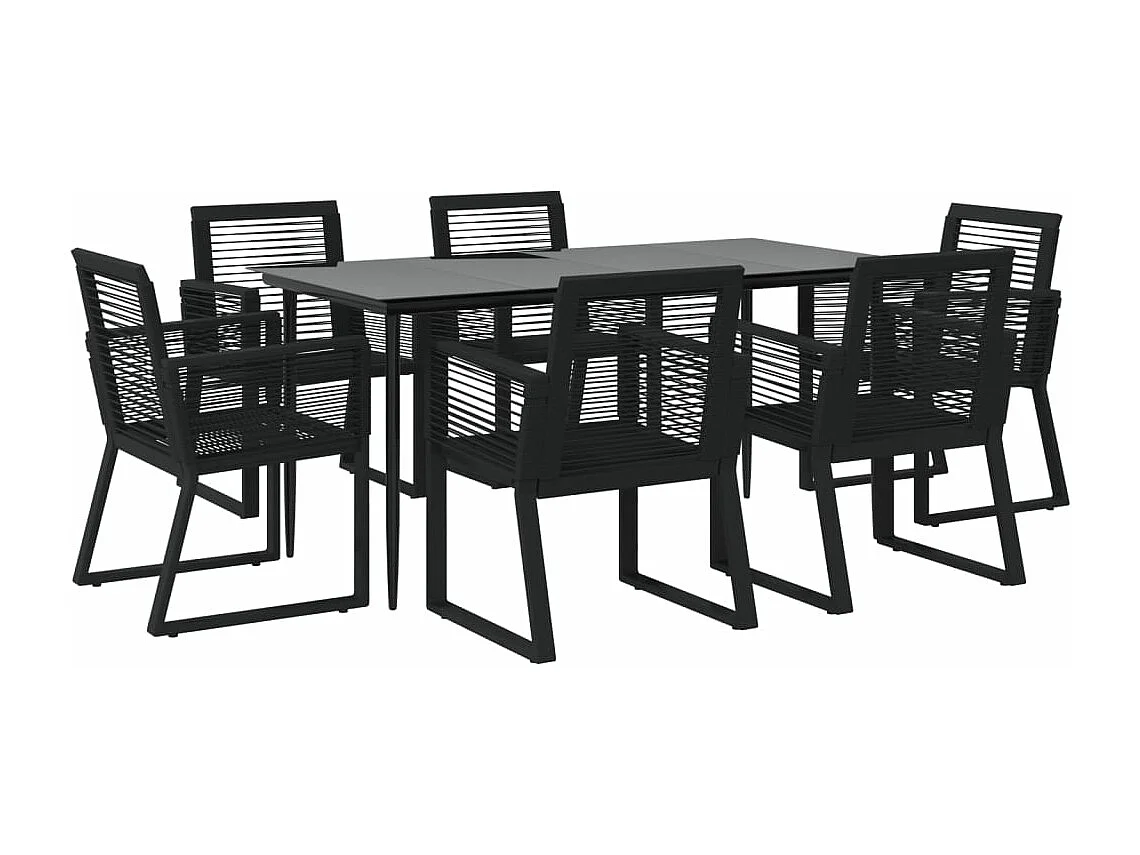 Ensemble à manger de jardin 7 pcs Noir Rotin PVC