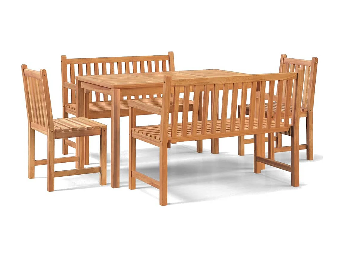 Ensemble à manger de jardin 5pcs Bois de teck massif