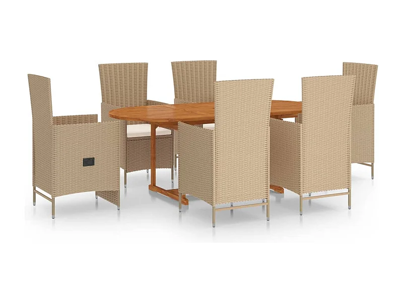 Ensemble de salle à manger de jardin 7 pcs Résine tressée Beige 3