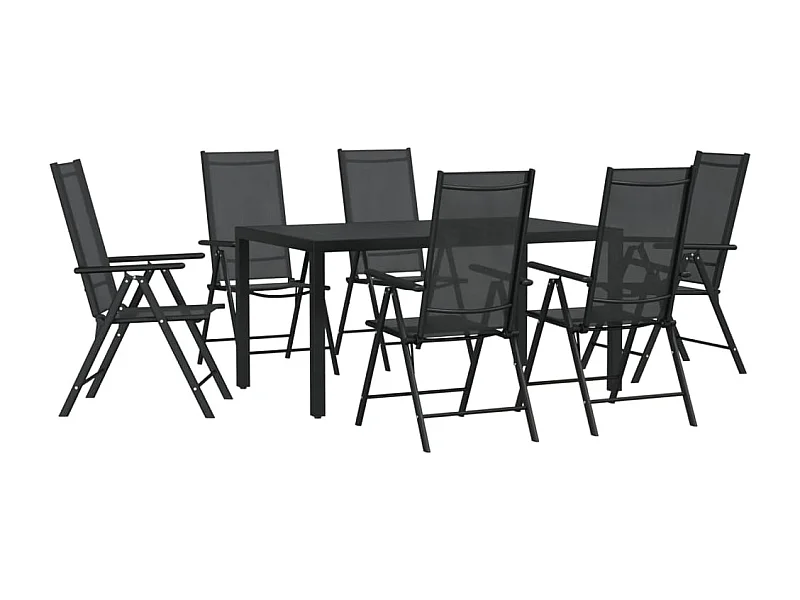 Ensemble à manger de jardin 7 pcs noir aluminium