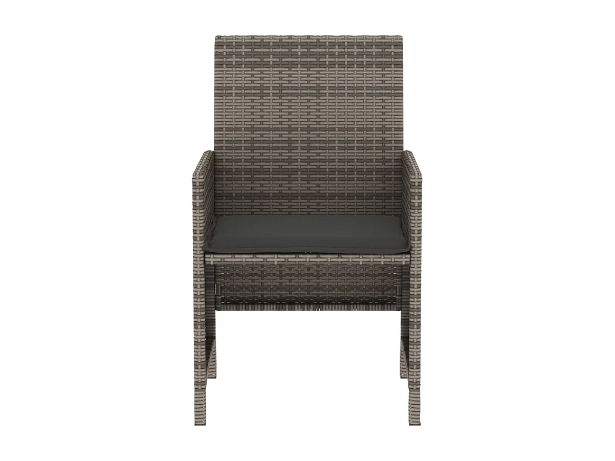 Ensemble de bistro 3 pcs avec coussins gris résine tressée