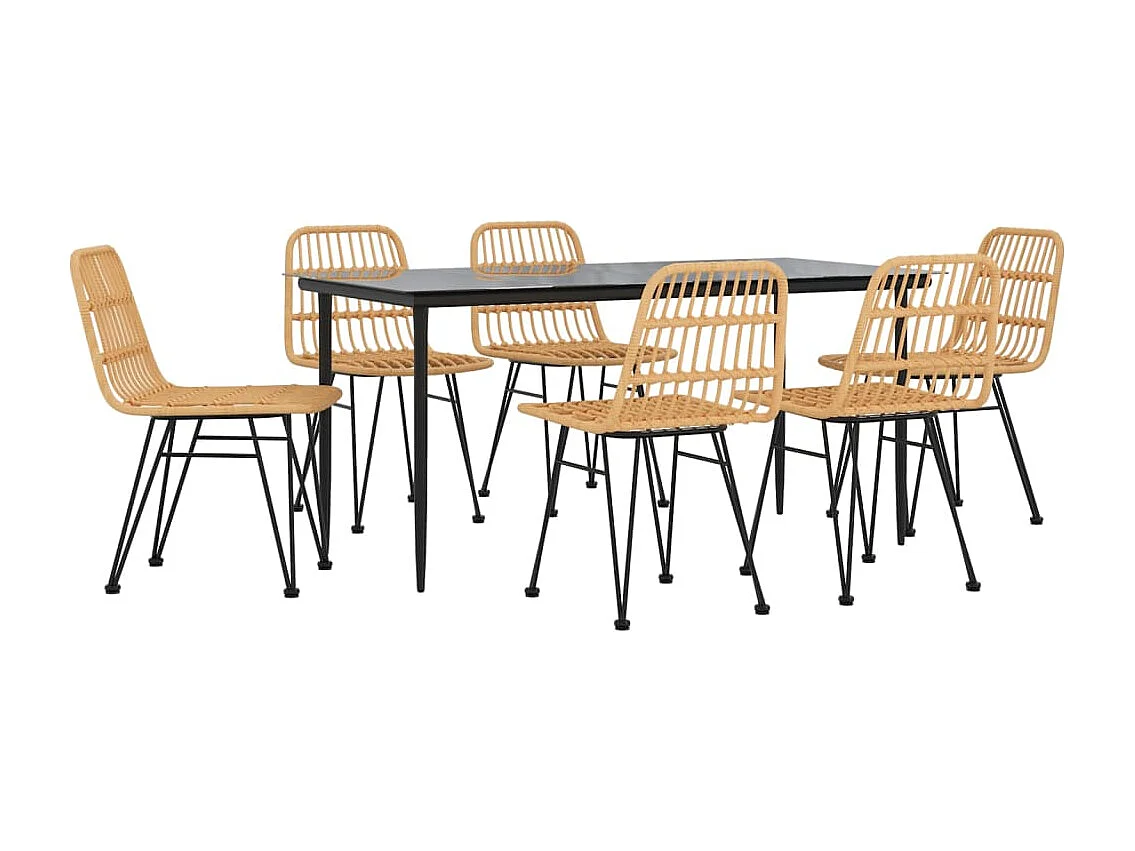 Ensemble à manger de jardin 7 pcs Résine tressée