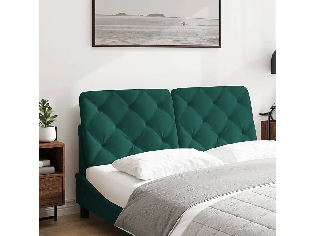 Coussin de tête de lit vert foncé 140cm velours
