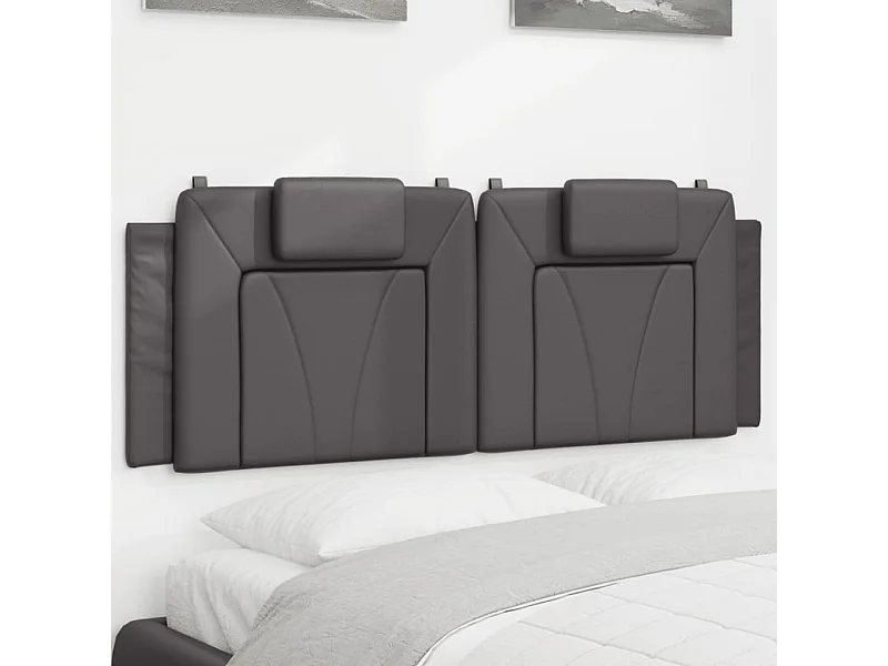 Coussin de tête de lit gris 120cm similicuir