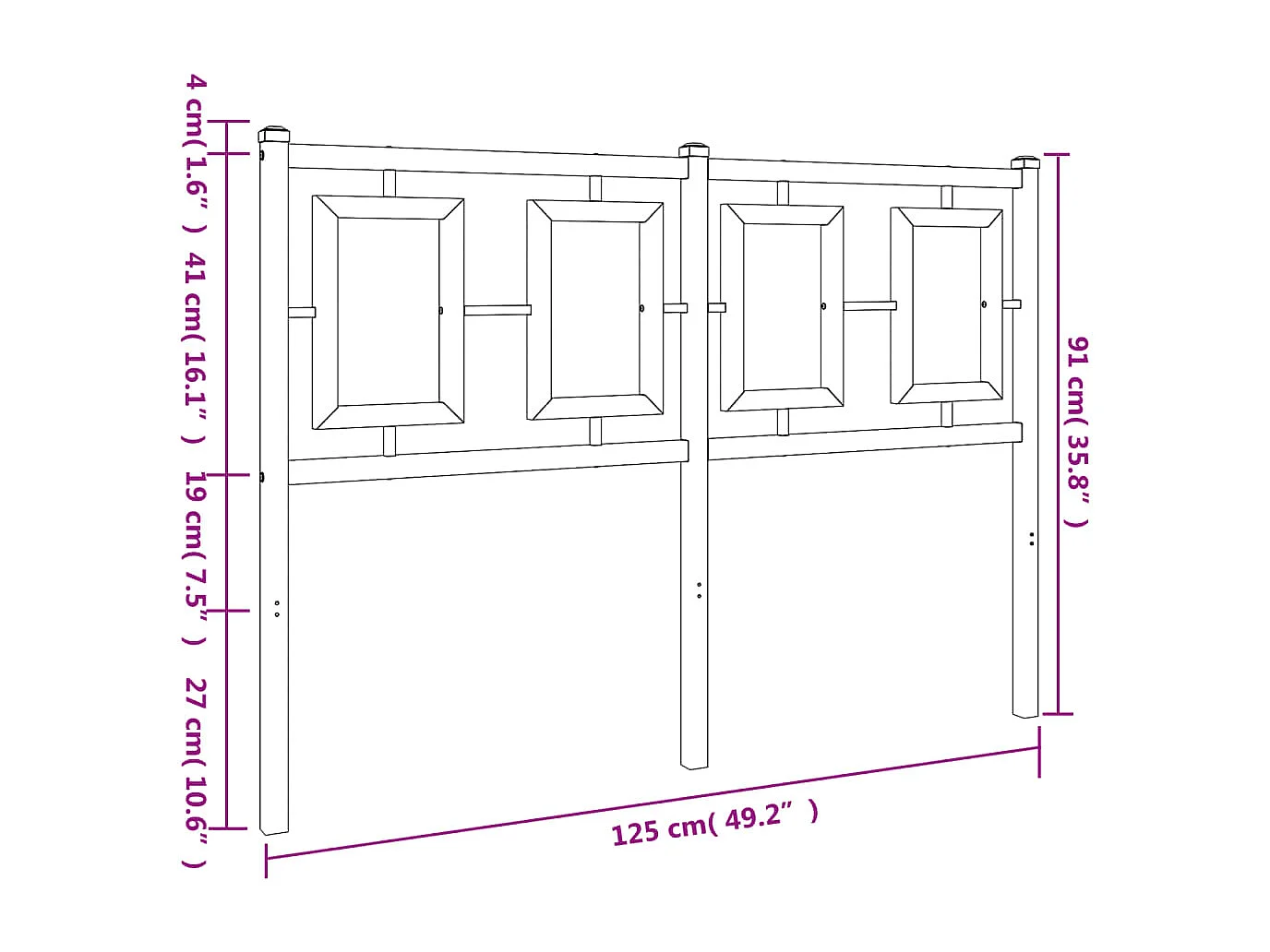 Tête de lit métal blanc 120cm