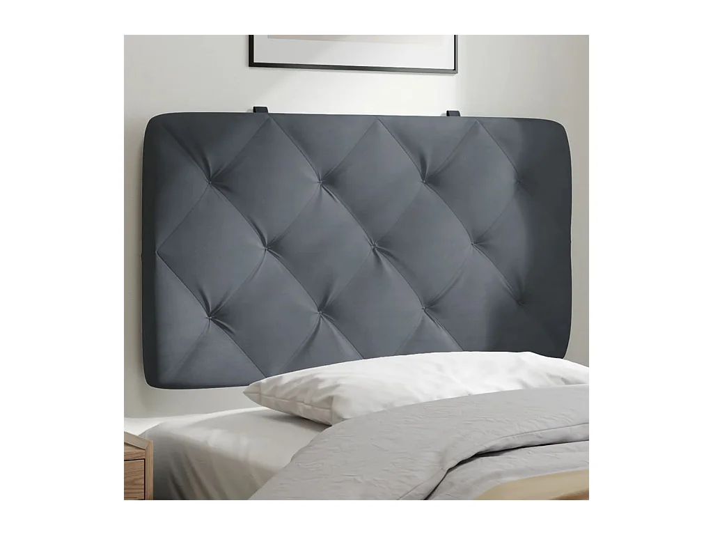 Coussin de tête de lit gris foncé 80cm velours