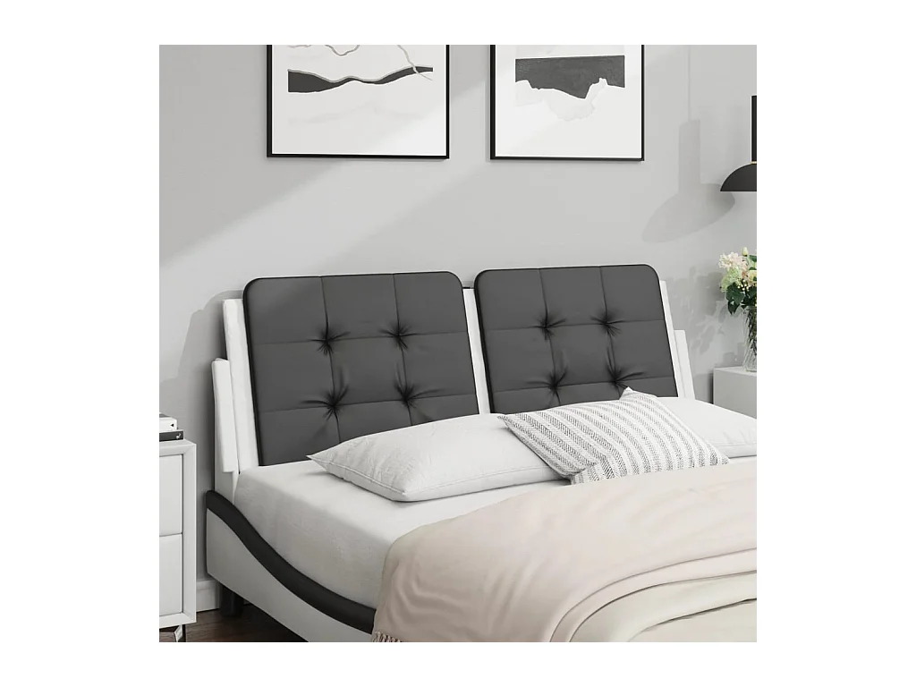 Coussin de tête de lit noir et blanc 120cm similicuir